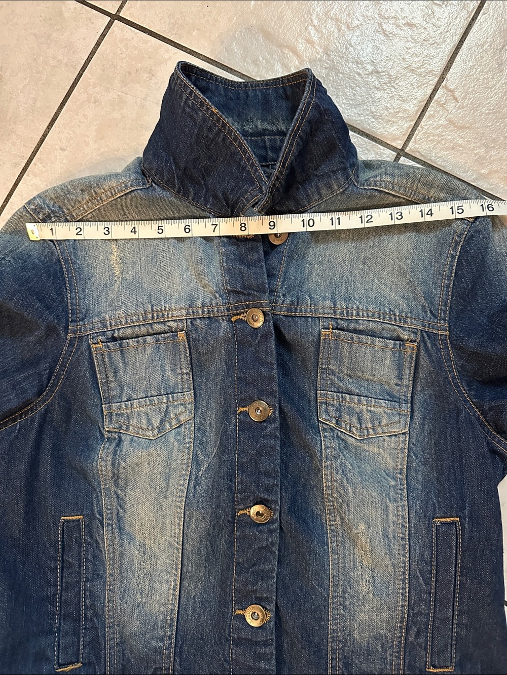 LIQUID JEANS Retro Classic Women's Distressed Denim Jacket Sz M Cool Fem Chic - Picture 13 of 13